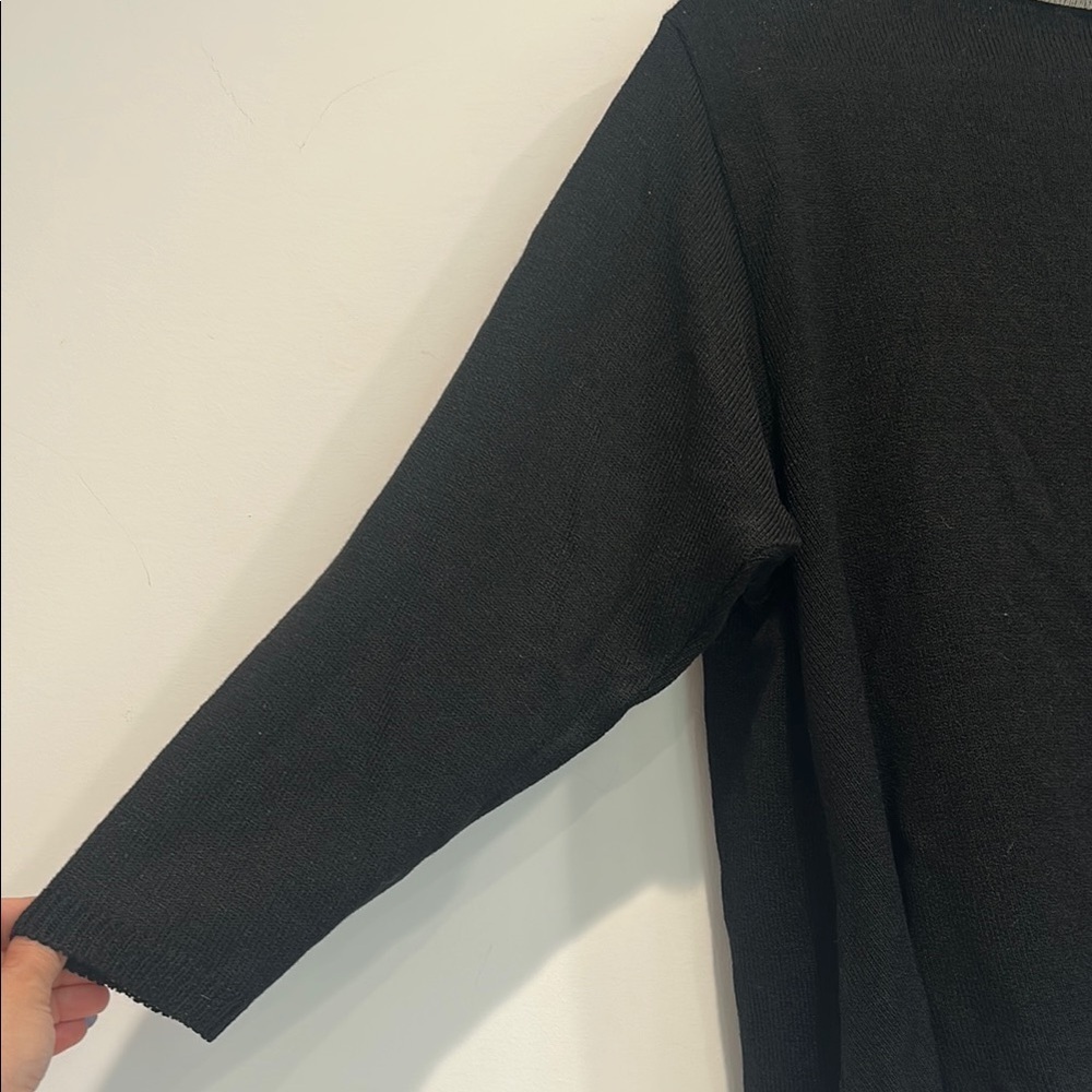 Eileen Fisher Knit Mock zebra neck  Ruffled Women's Top Black one size - Picture 4 of 10